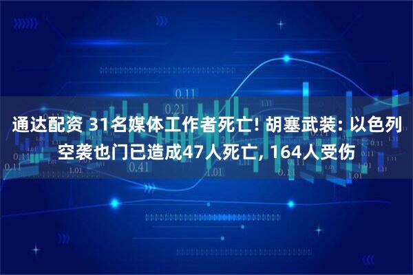 通达配资 31名媒体工作者死亡! 胡塞武装: 以色列空袭也门已造成47人死亡, 164人受伤