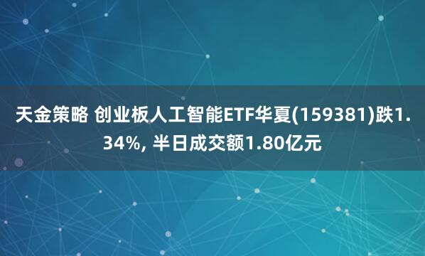 天金策略 创业板人工智能ETF华夏(159381)跌1.34%, 半日成交额1.80亿元