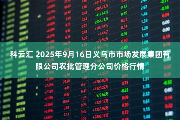 科云汇 2025年9月16日义乌市市场发展集团有限公司农批管理分公司价格行情