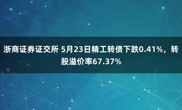 浙商证券证交所 5月23日精工转债下跌0.41%，转股溢价率67.37%
